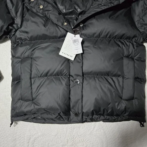 COACH Down Puffer Hooded Coat ~ Women’s ~ Medium ~ Black - Picture 2 of 16